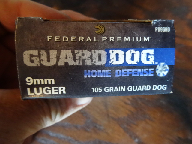 Federal Premium Guard Dog Home Defense 9mm Luger. 105 grain guard dog. PD9GRD. 20 bullets per box. 1 box.