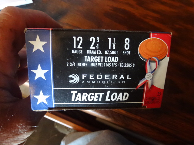 Federal Ammunition Target load. 12 gauge. 2 34 in. 1 18 oz. 8 shot. TGL12US8. 25 shells per box. 1 Box