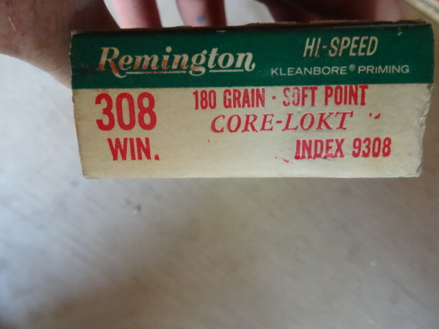 Remington Hi speed center fire Cartridges. 308 win. 180 grain. Soft point. Core lokt. 9308. 20 bullets per box. 1 box