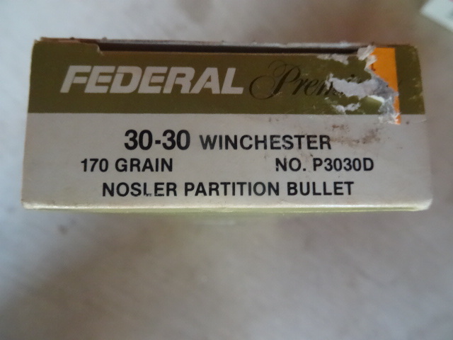 Federal premium bullets. 30-30 Winchester 170 grain. Nosler partition bullet. P3030D. 2o bullets per box. 1 Box