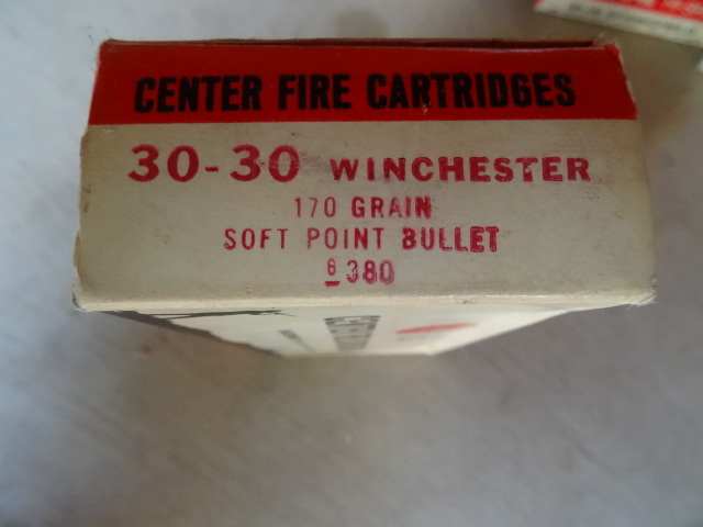 Sears Center Fire Cartridges. 30-30 Winchester. 170 grain. Soft point. 20 bullets per box. 1 box