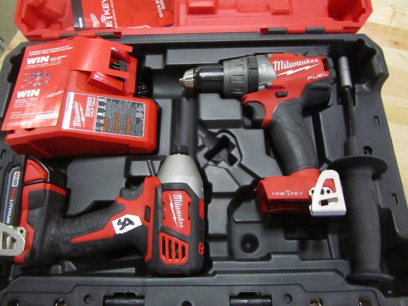 lot 33 image: Milwaukee M18 FUEL with ONE KEY 18-Volt Lithium-Ion Brushless Cordless Hammer DrillImpact Driver Combo Kit