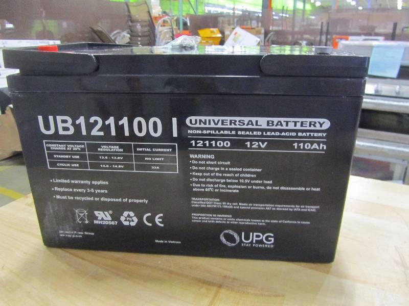 lot 41 image: UPG Sealed Lead-Acid Battery - AGM-type, 12V, 110 Amps, Model# UB 121100