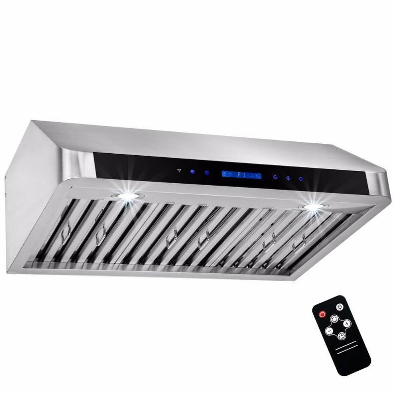 lot 18 image: AKDY 30 in. Under Cabinet Range Hood in Stainless Steel with Touch Controls, Remote Control and Gas Sensor