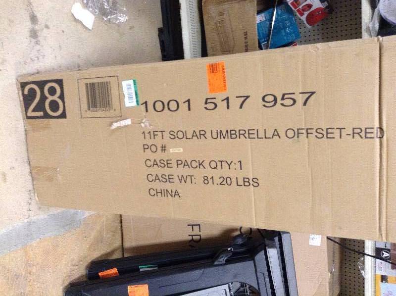 11 FT Solar Umbrella Offset Red