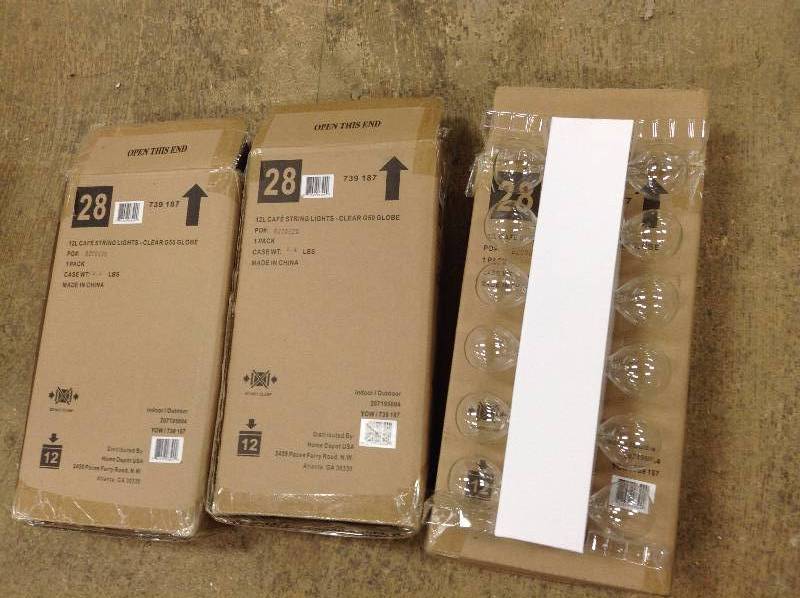 Lot of  3 12 light Caf String Lights Clear Glass Globe