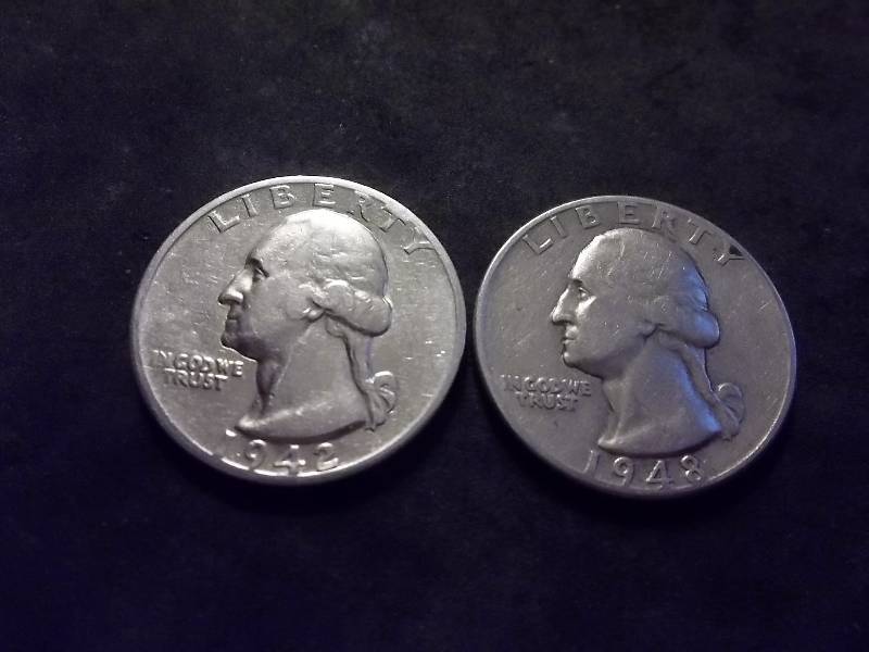 1942 S, 1948 Washington Quarters