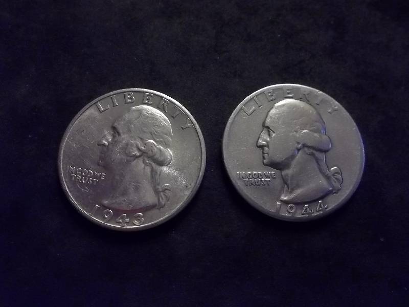 1943 S, 1944 D Washington Quarters