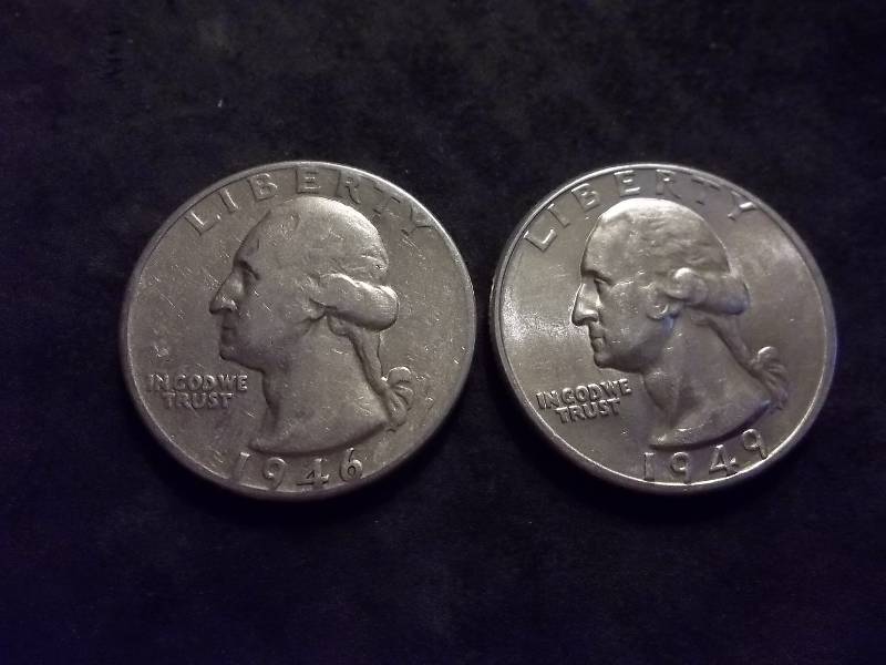 1946, 1949 D Washington Quarters