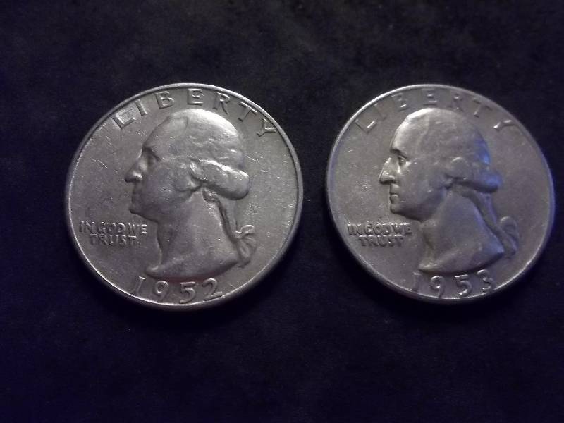 1952 S, 1953  Washington Quarters