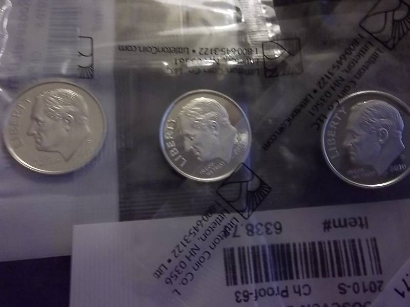 3-2010 S Roosevelt Dime Proofs 90% Silver In Original Packaging