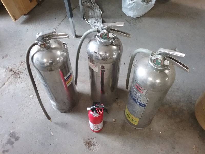 lot 40 image: Lot -(3) Water Fire Extinguishers & (1) Kiddie Fire Extinguisher (Full)