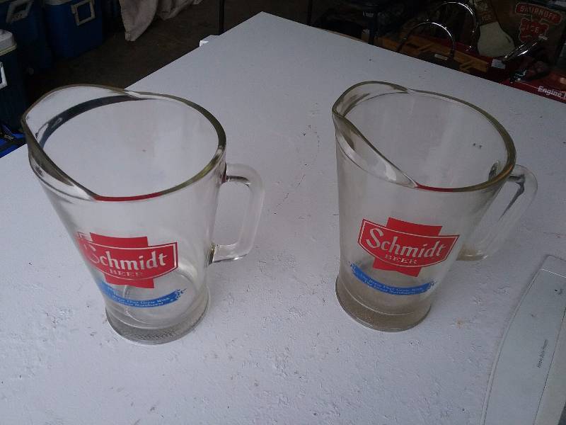 lot 102 image: Lot - Glass Beer Pitchers - Grainbelt & Schmidt