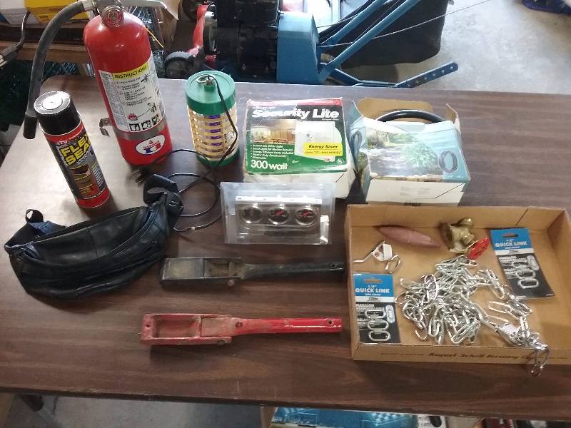 lot 185 image: Lot - Fire Extinguisher, Mini Triple Gauge Set, Etc