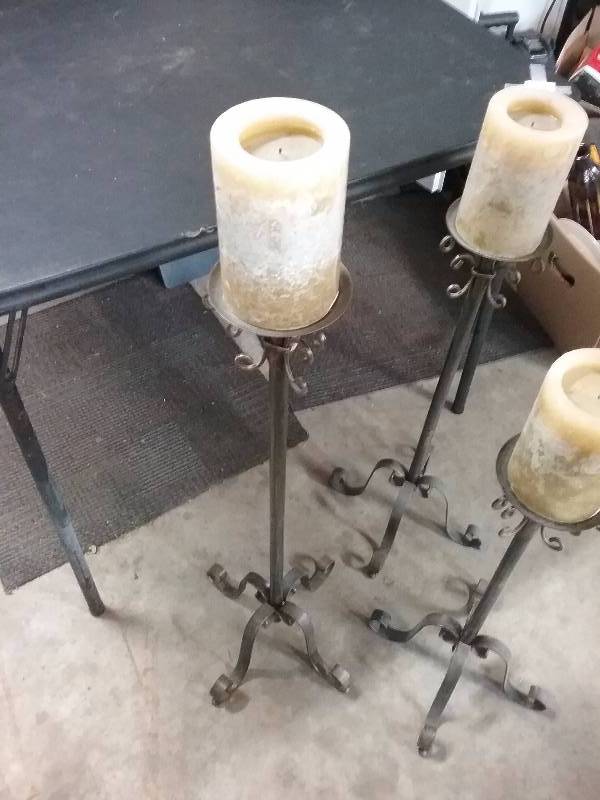 lot 188 image: Set (3) Metal Base Floor Candleholders