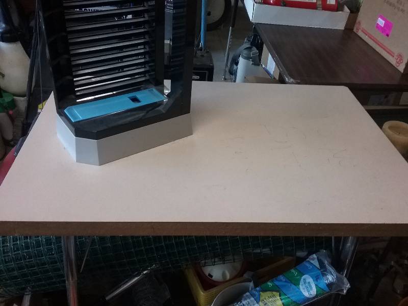 lot 211 image: Lot - Table with Metal Legs (36x29x34) Wii System Organizer