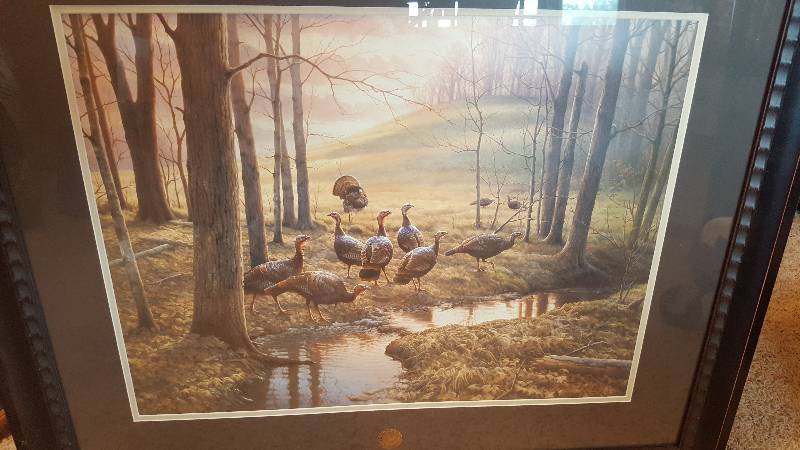 lot 141 image: Framed Greg Alexander Callin Em Out, Limited Edition wCOA, National Turkey Wild Federation, 30x35