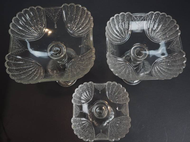 lot 32 image: Duncan EAPG 3 Shell and Tassel footed compote set
