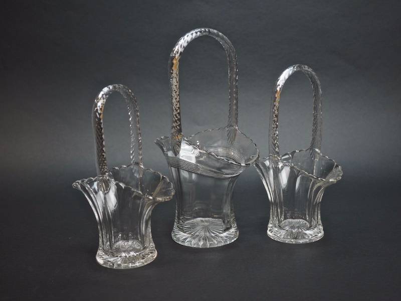 lot 41 image: Three Antique EAPG Glass Baskets