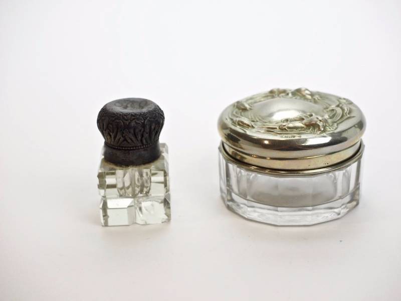 lot 49 image: Art Nouveau Silver Powder Jar & Antique Inkwell