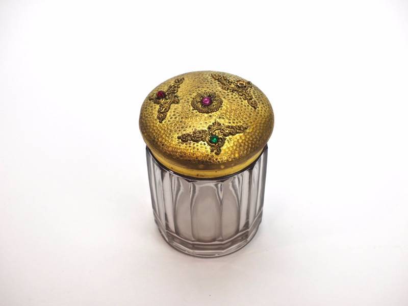 lot 50 image: Antique Wide Paneled Large Covered Jar, Decorative Lid
