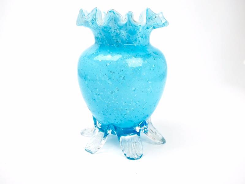 lot 58 image: Victorian Blue Cased Spangle Splatterware Vase
