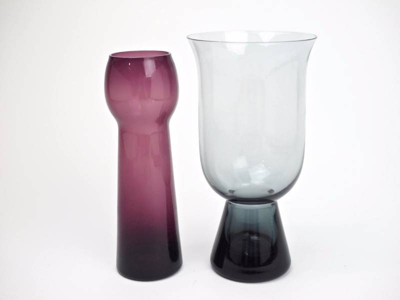 lot 124 image: MCM Vases, One Smoke Gray, One Amethyst