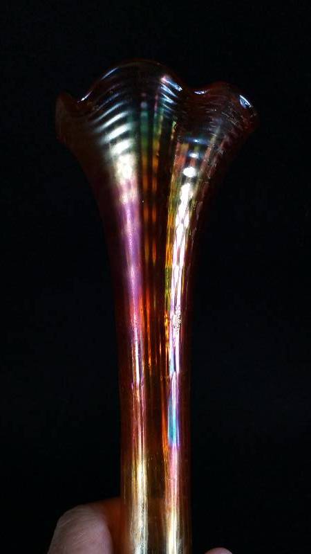lot 29C image: 9 Marigold Carnival Glass Rippled Vase