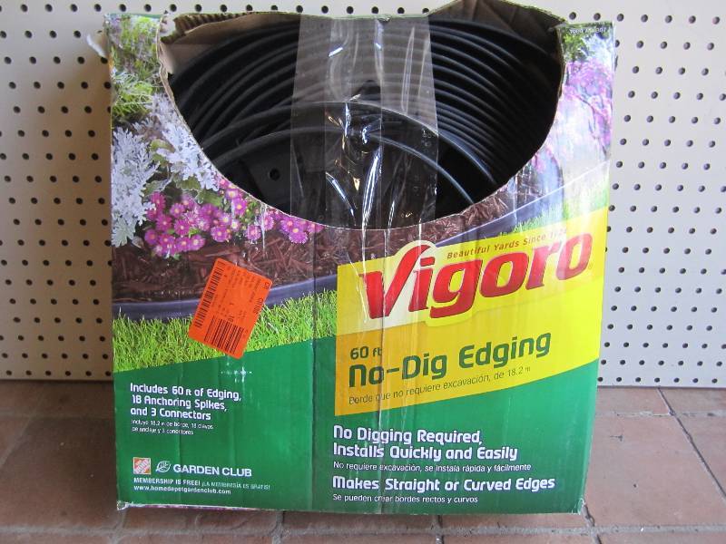 lot 9 image: Vigoro 60ft No-Dig Edging Open box....