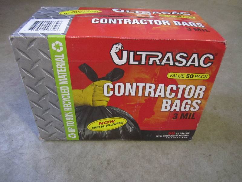 lot 18 image: Box of 50 Contractor Bags 42 gallon...