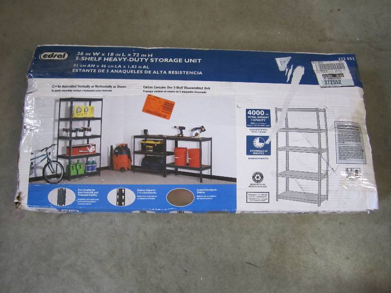 lot 56 image: Edsal 5-Shelf Heavy Duty Starage Un...
