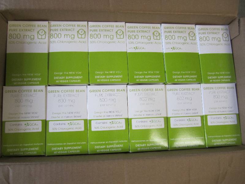 lot 121 image: Case of 60 Boxes Green Coffee Bean ...