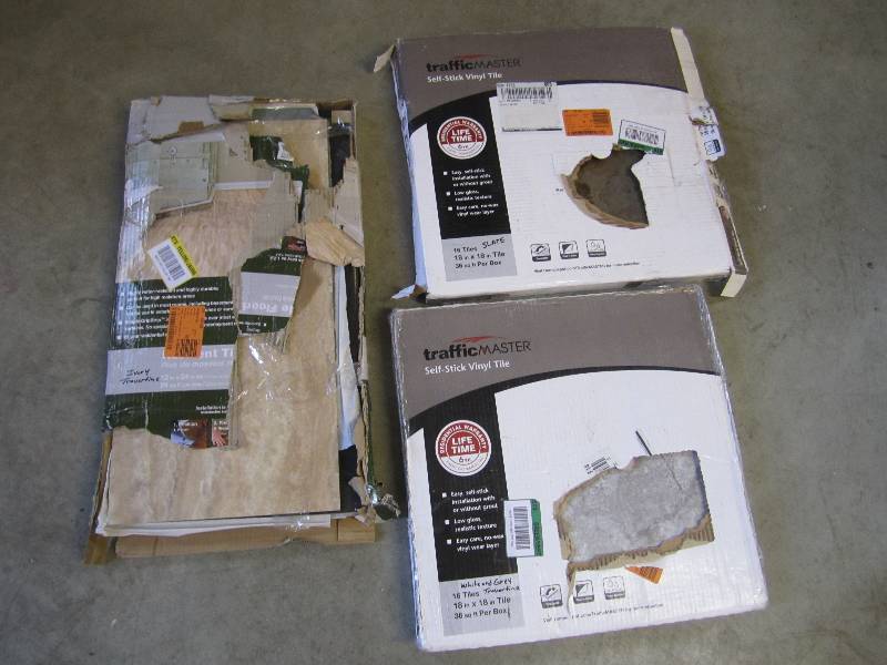 lot 126 image: Lot of 3 boxes misc floor tile. See...