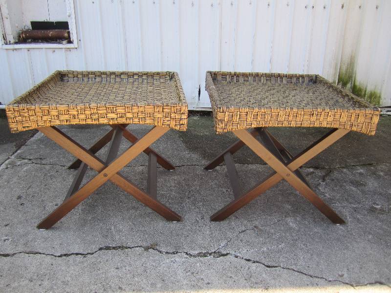 lot 177 image: Pair of Deck Side Tables. Fold for ...