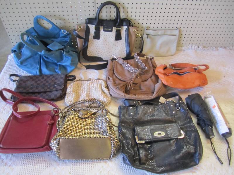 lot 183 image: Lot of Purses Handbags Umbrellas...