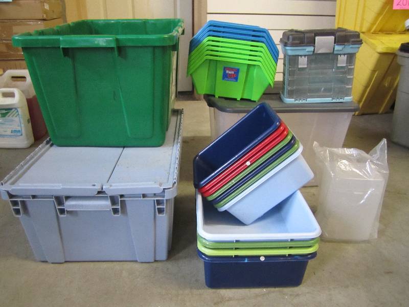 lot 218 image: Lot of misc totes and containers. ...