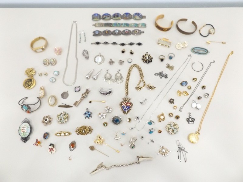 lot 44 image: Lot of Vintage Costume Jewelry with Some Sterling