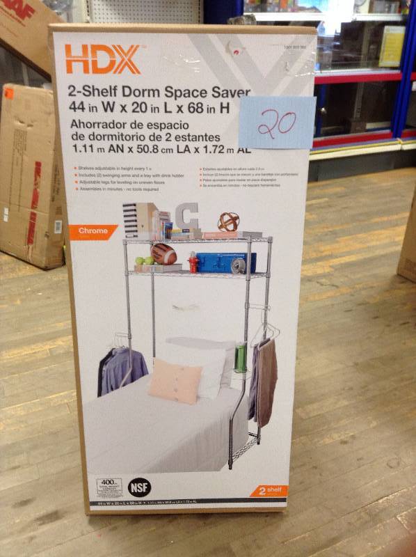 HDX 44 in. W x 68 in. H x 20 in. D Dorm Space Saver in Chrome  New