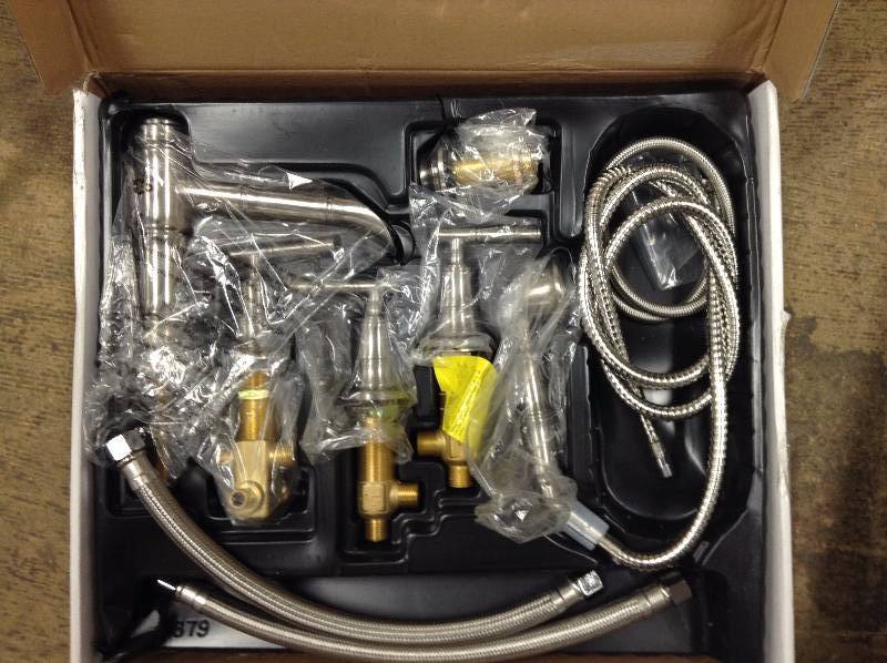Pegasus Bamboo 3-Handle Roman Tub Faucet with Hand Shower in Brushed Nickel open box never used
