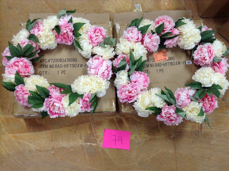 2 National tree company pink and white 24 in faux peony wreath new