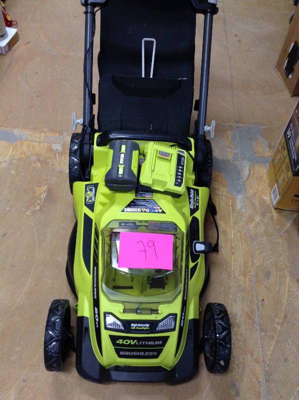 Ryobi 40V Brushless mower Single point 1 14 -3 14 battery and charger included in like new condition