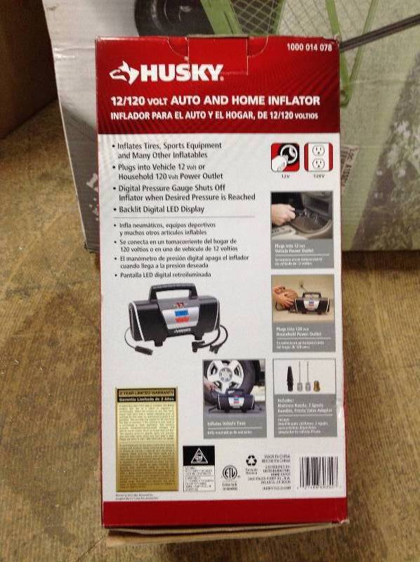 Husky 12120  auto and home inflator in like new condition