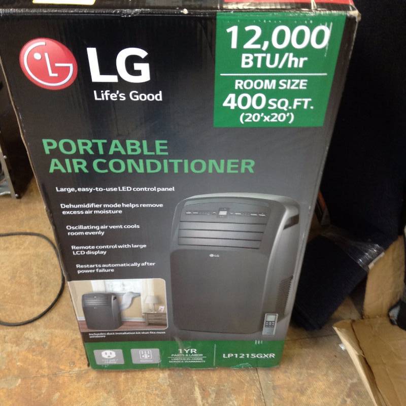 LG Electronics 12,000 BTU Portable Air Conditioner and Dehumidifier Function with Remote in Gray open box never used