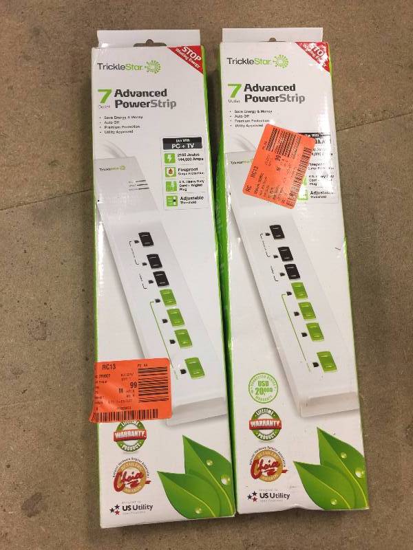 lot of 2 - 7 advanced powerstrip 4 ft heavy duty cord open box