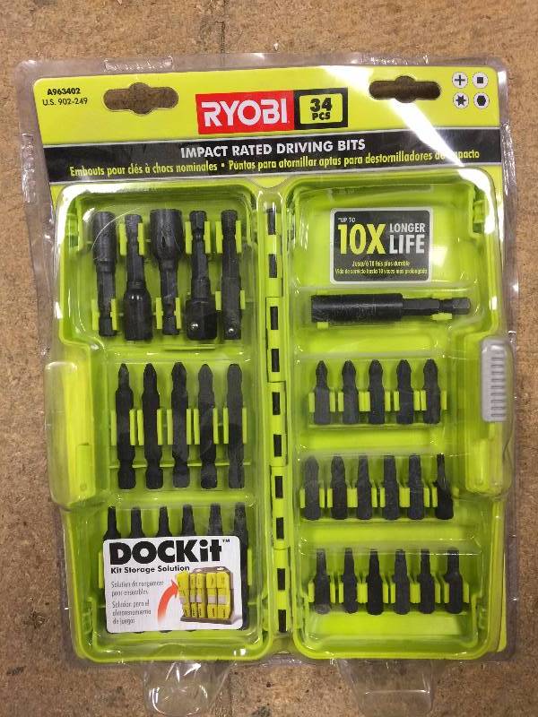 Ryobi black impact rated driving bits 34 pcs New