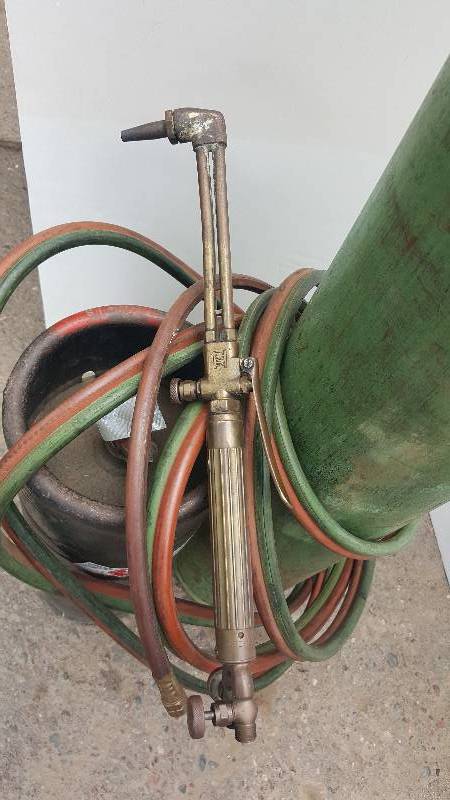 Torch set with hoses and torch, oxygen and acetylene,