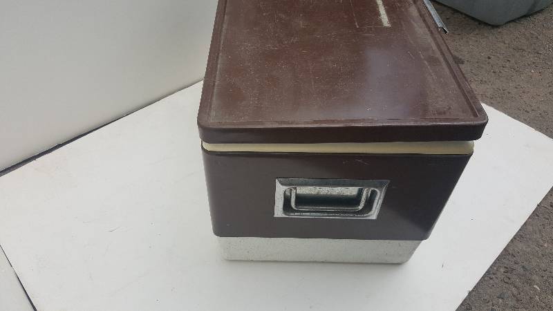 Vintage brown coleman cooler