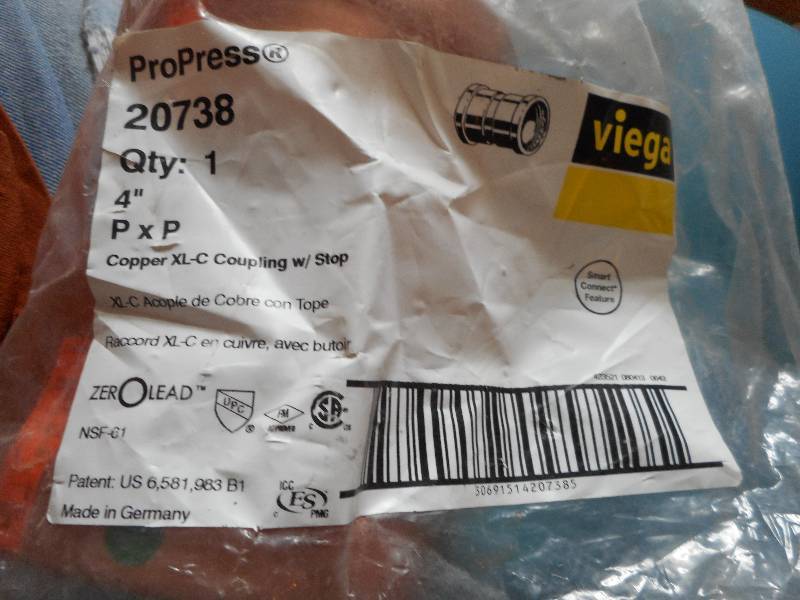 lot 223 image: Viega Pro Press 20738 4 Copper