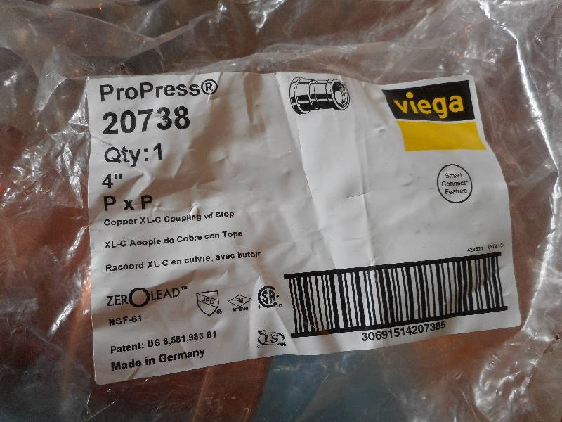 lot 224 image: Viega Pro Press 20738 4 Copper