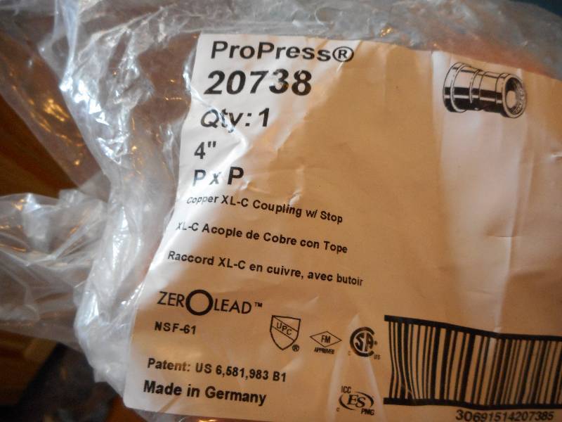 lot 227 image: Viega Pro Press 20738 4 Copper